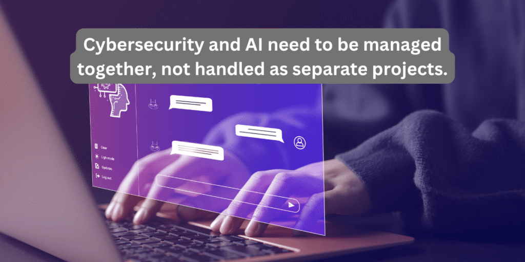 Person at a computer interacting with an AI chatbot